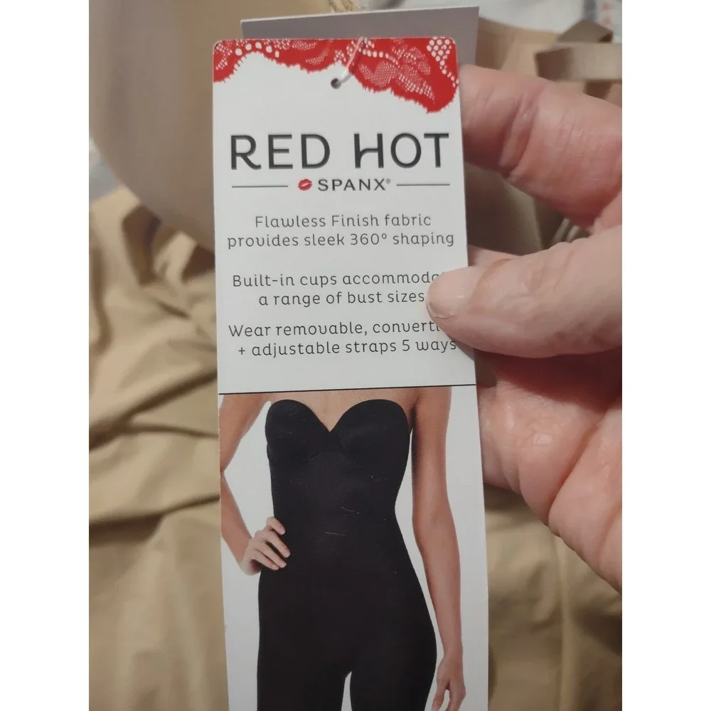 Red Hot by Spanx Strapless Cupped Bodysuit Neutral Beige Shapewear 10173R 1X - Picture 5 of 10